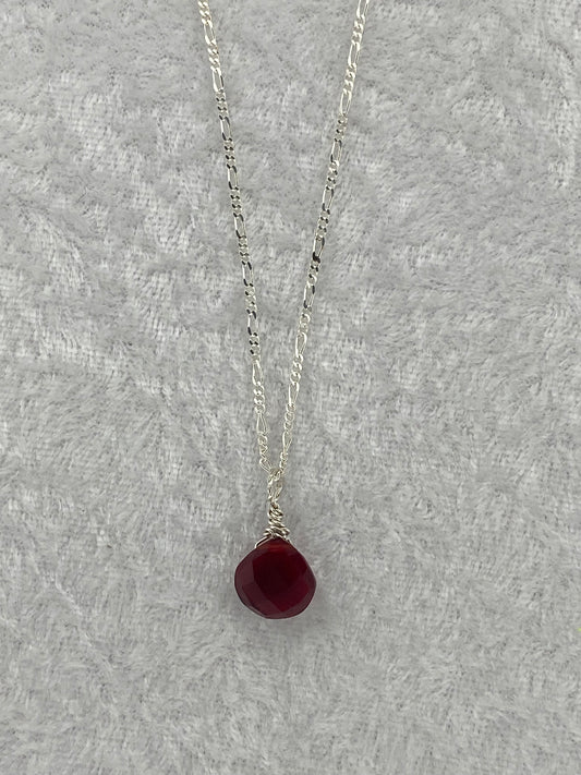 Garnet Red Heart Briolette Necklace